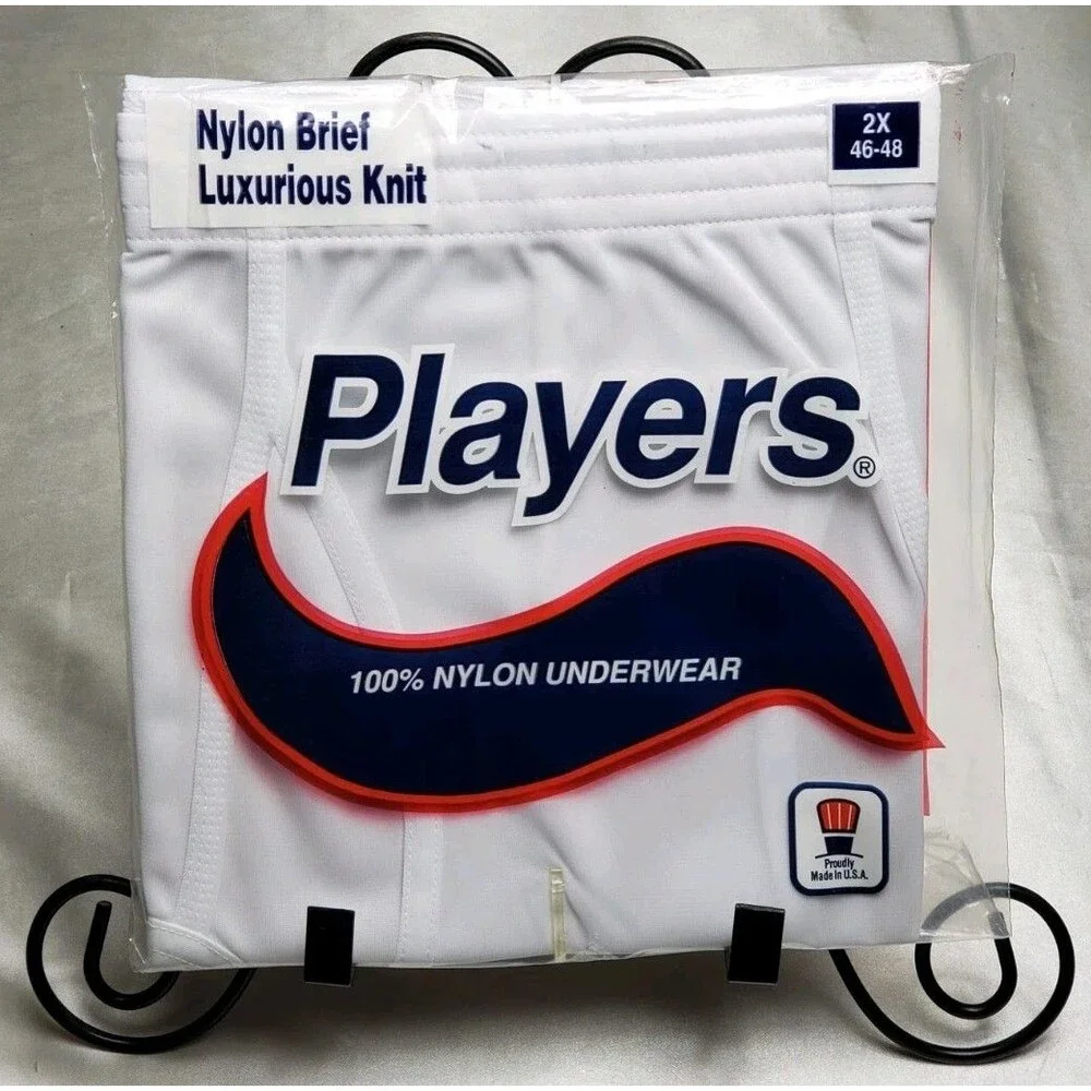 Players 100% NYLON White Brief 2X 46-48 Luxurious Knit Full-Fashion New and Seal